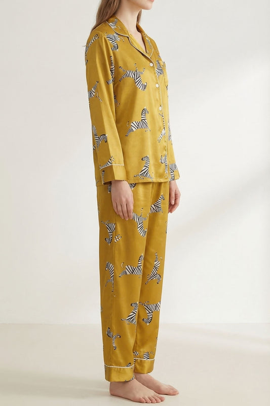Pyjama en Soie de Mûrier à Motifs Ludiques | Douceur en Soie