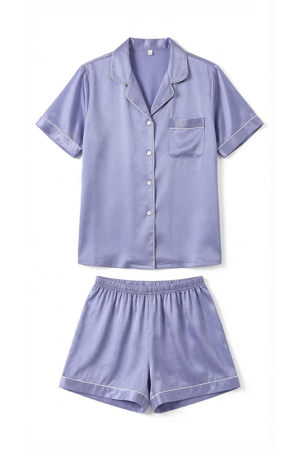 Pyjama Court en Soie de Mûrier — Ensemble Chemise Manches Courtes et Short