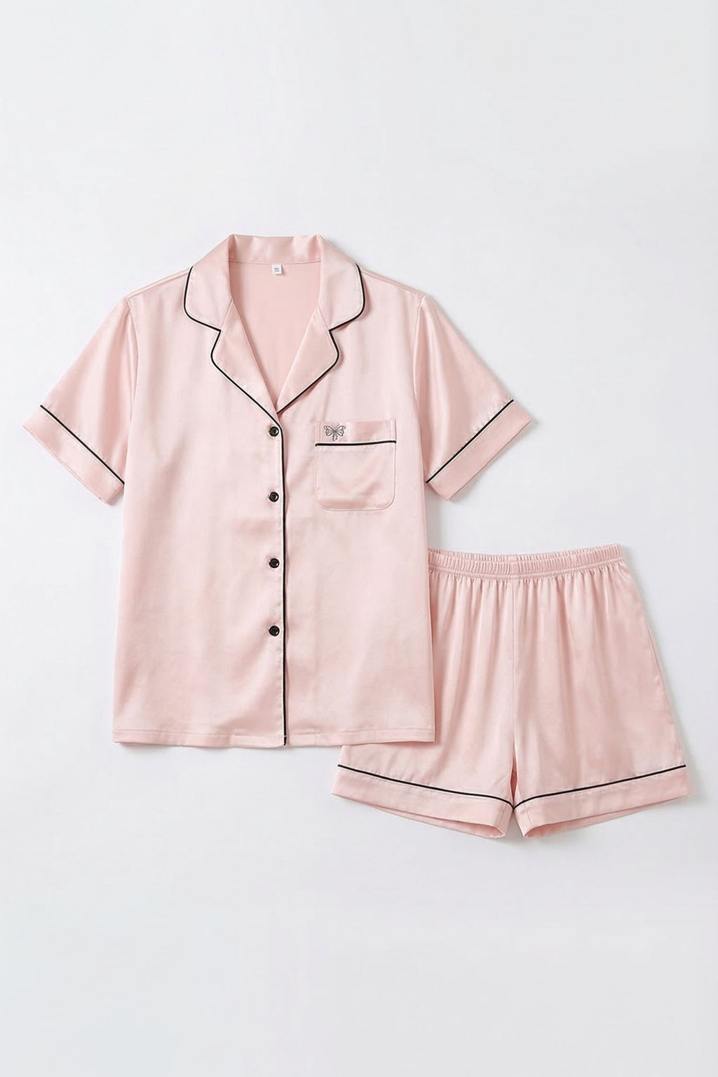 Pyjama Court en Soie de Mûrier — Ensemble Chemise Manches Courtes et Short