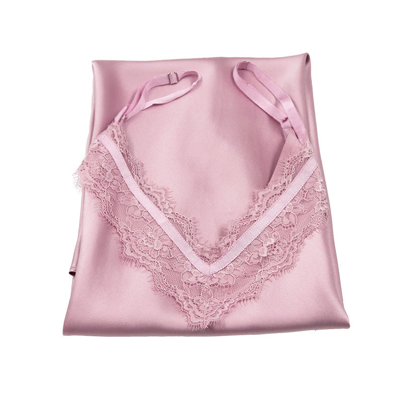 Nuisette en Soie de Mûrier avec Dentelle - DOUCEUR EN SOIE