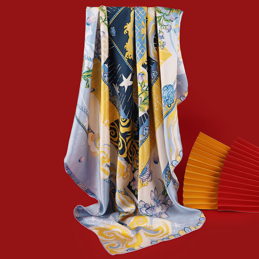 Foulard Carré en Soie de Mûrier 135cm | Accessoire Cheveux et Style
