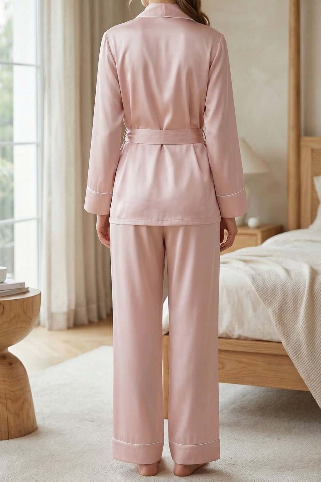 Pyjama Soie de Mûrier – Col Châle et Ceinture Nouée