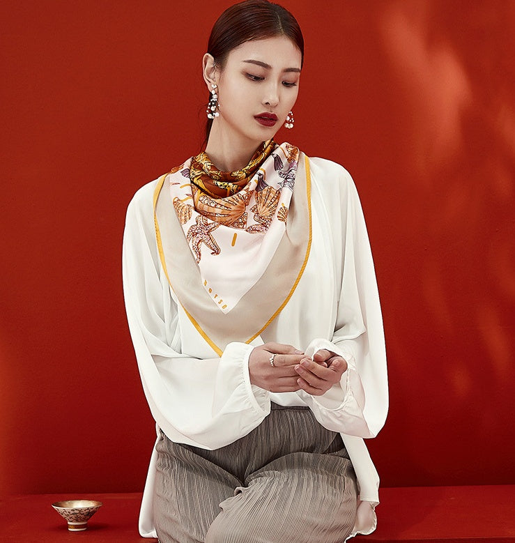 Foulard en Soie de Mûrier 106x106cm - Accessoire Cheveux et Style
