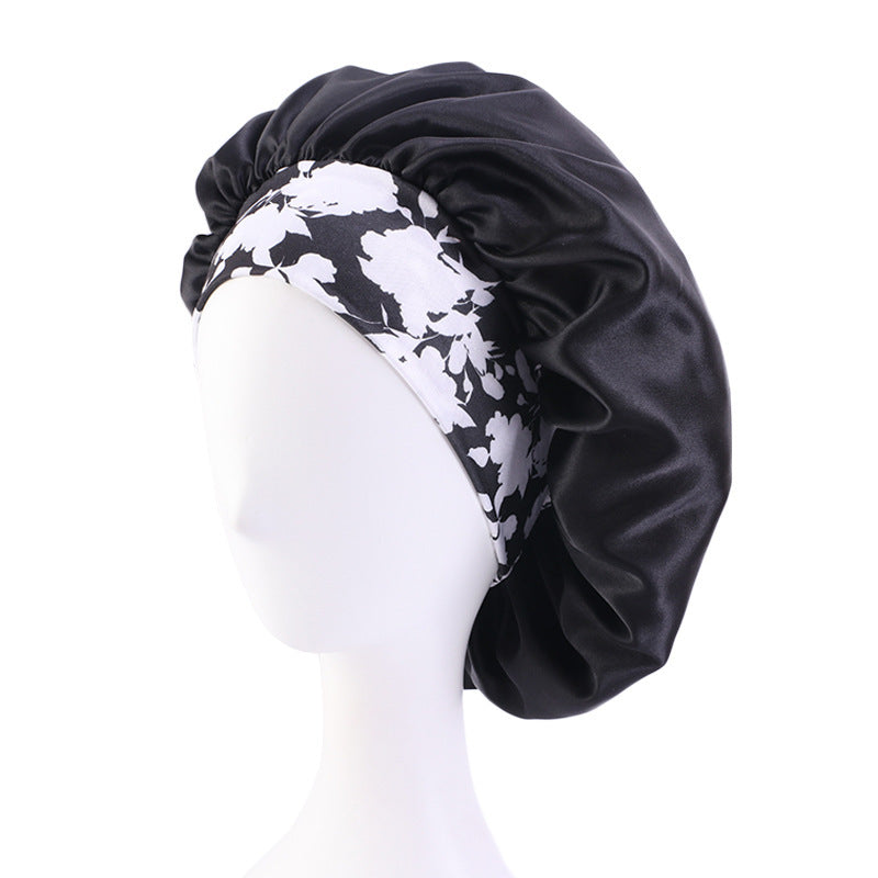 Bonnet de Nuit Bohème Grande Taille – Satin Doux & Bande Imprimée