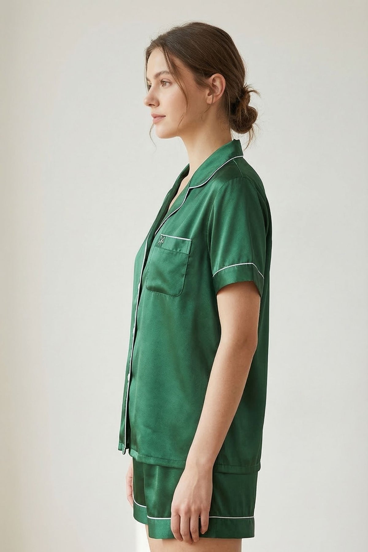 Pyjama Court en Soie de Mûrier — Ensemble Chemise Manches Courtes et Short