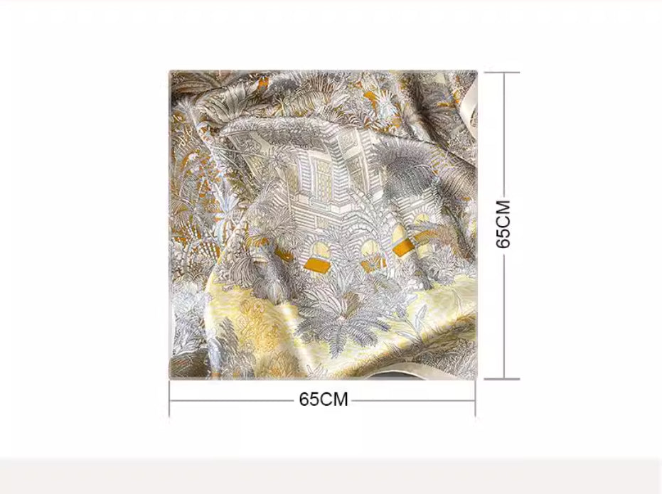 Foulard en Soie de Mûrier – Motif Floral Gravé – DOUCEUR EN SOIE