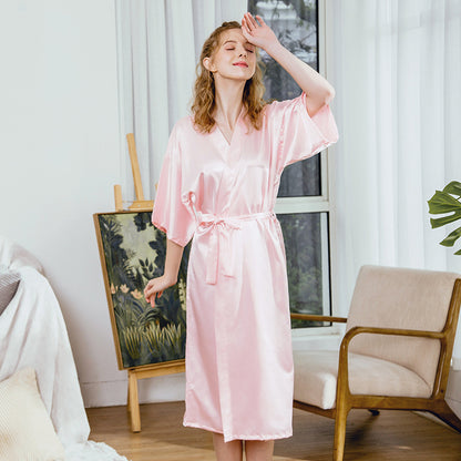 Peignoir Long en Soie Satinée – Élégance & Confort au Quotidien