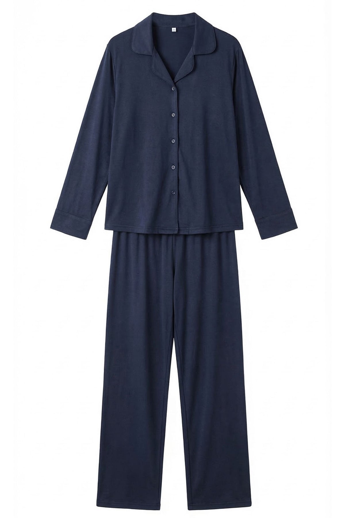 Pyjama en Soie de Mûrier Bleu Marin - Col Chemise et Revers Élégants