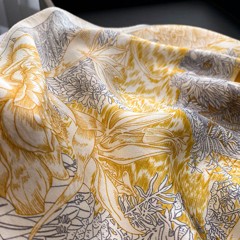 Foulard en Soie de Mûrier – Motif Floral Gravé – DOUCEUR EN SOIE