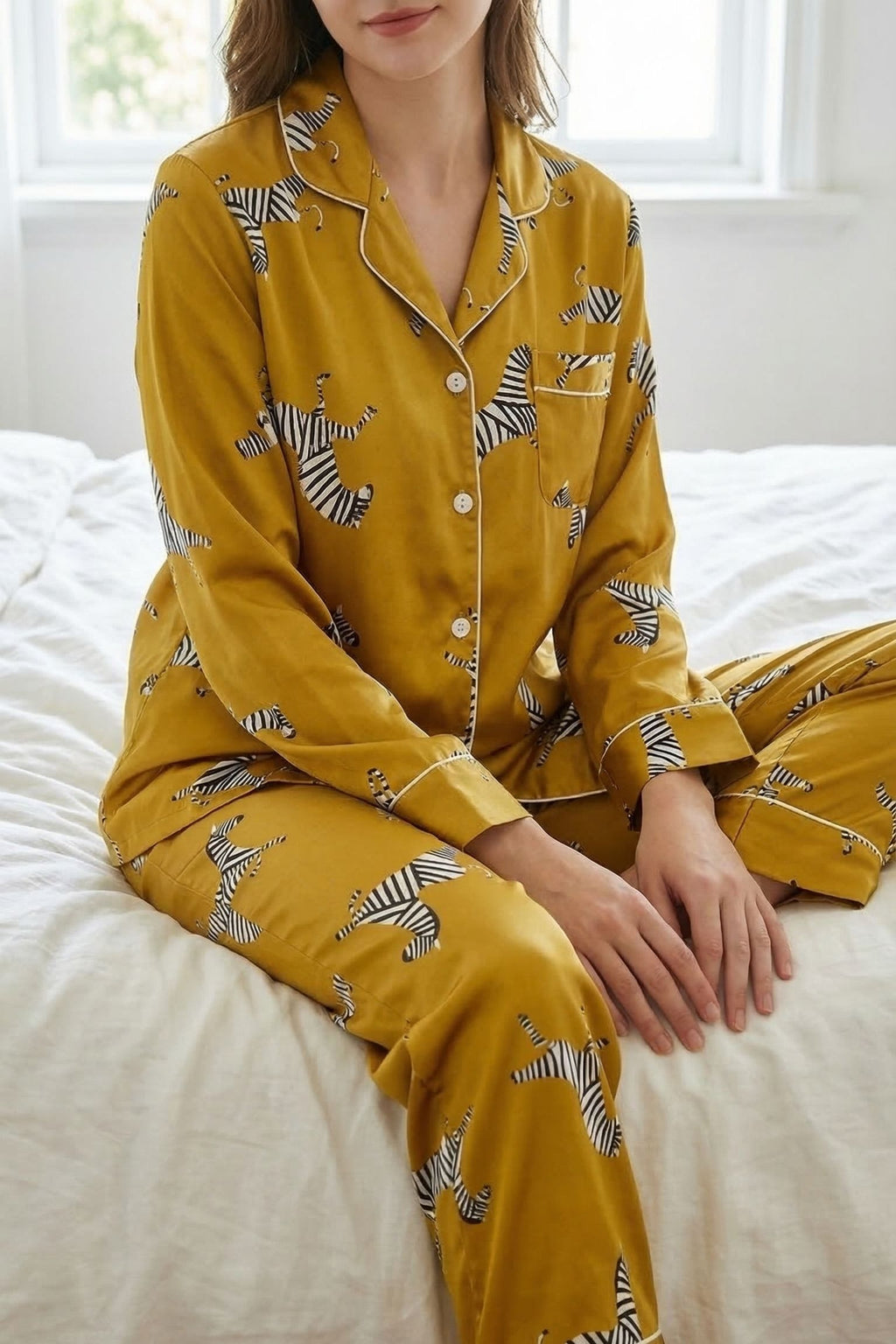 Pyjama en Soie de Mûrier à Motifs Ludiques | Douceur en Soie