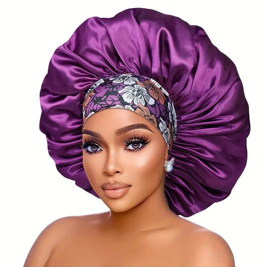 Bonnet de Nuit Bohème Grande Taille – Satin Doux & Bande Imprimée