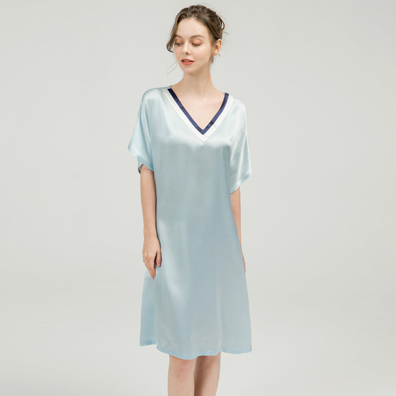 Nuisette en Soie de Mûrier avec Ceinture - Manches Kimono Col V