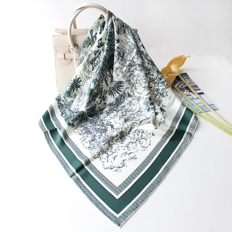 Foulard en Soie de Mûrier 88x88cm – Motif Jardin Botanique Twill
