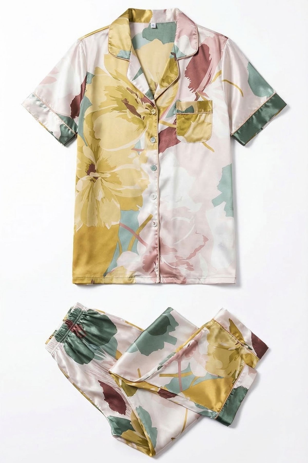 Pyjama en Soie de Mûrier avec Broderies Florales – DOUCEUR EN SOIE