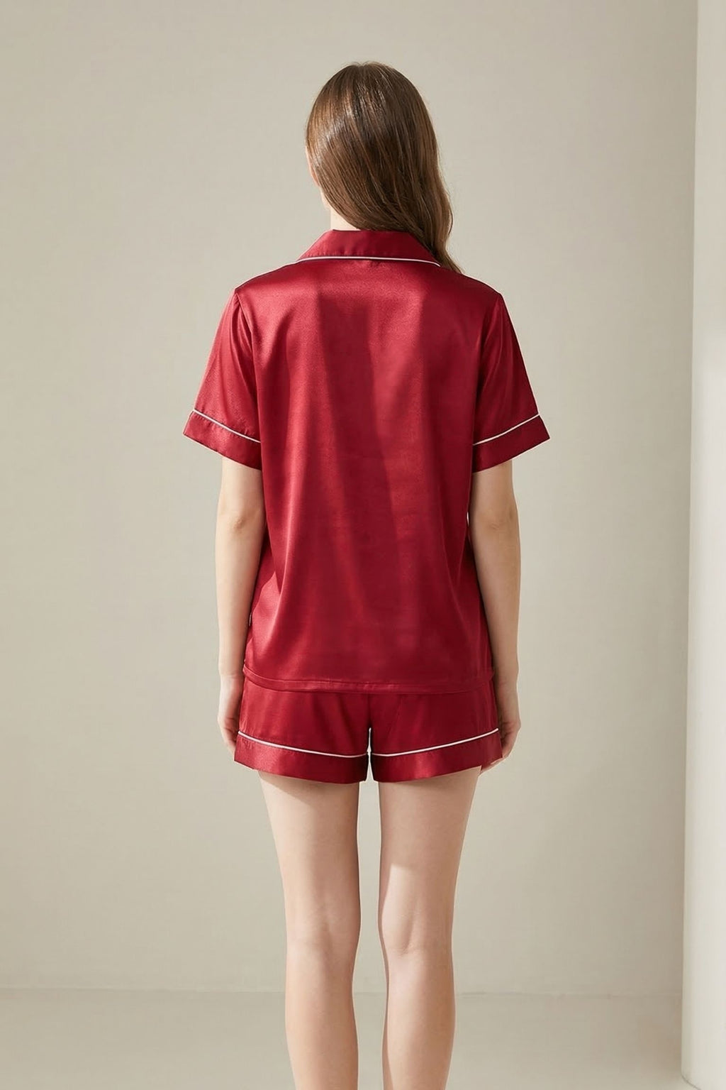 Pyjama Court en Soie de Mûrier — Ensemble Chemise Manches Courtes et Short