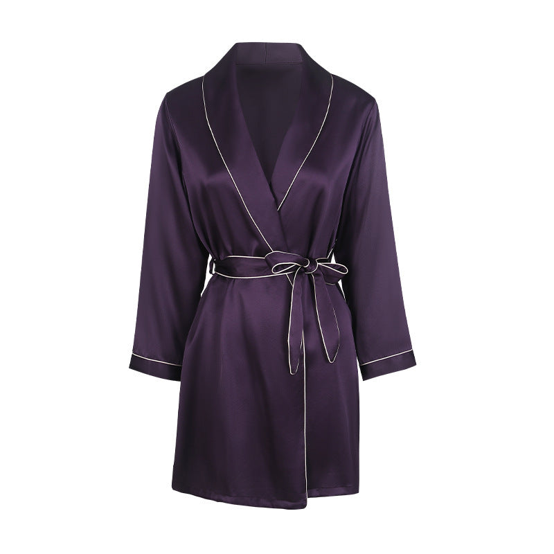 Nuisette Robe de Chambre en Soie de Mûrier avec Ceinture