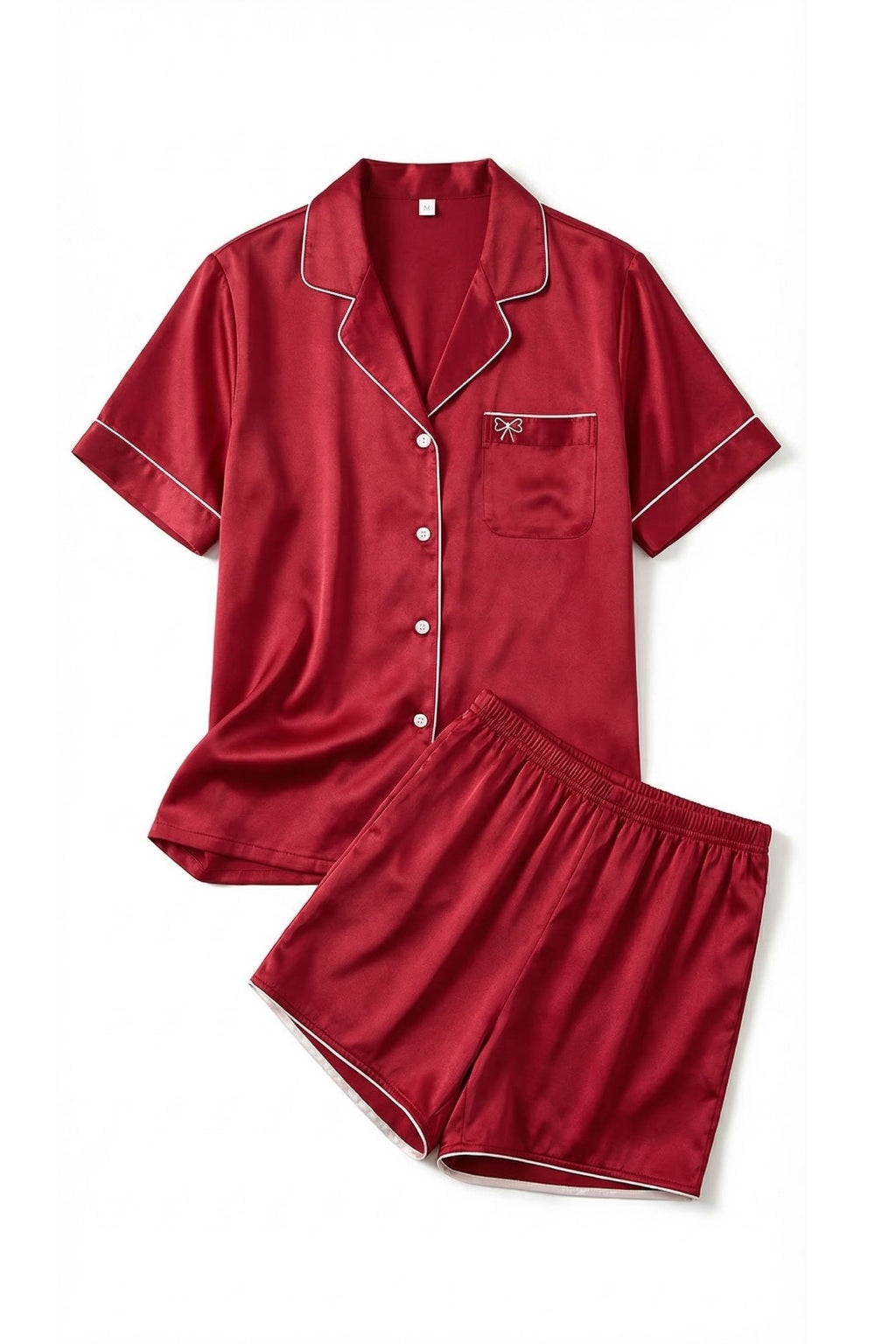 Pyjama Court en Soie de Mûrier — Ensemble Chemise Manches Courtes et Short
