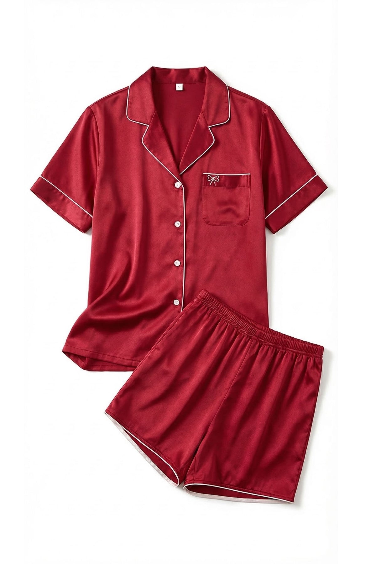 Pyjama Court en Soie de Mûrier — Ensemble Chemise Manches Courtes et Short