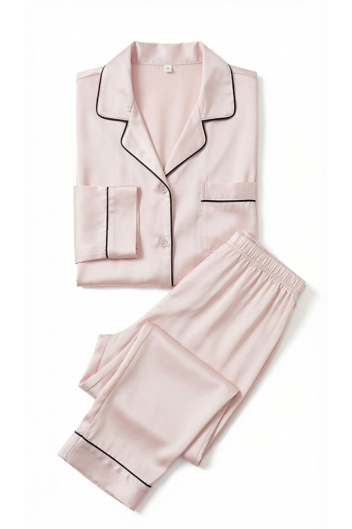 Pyjama en Soie de Mûrier Rose – Ensemble Long Classique