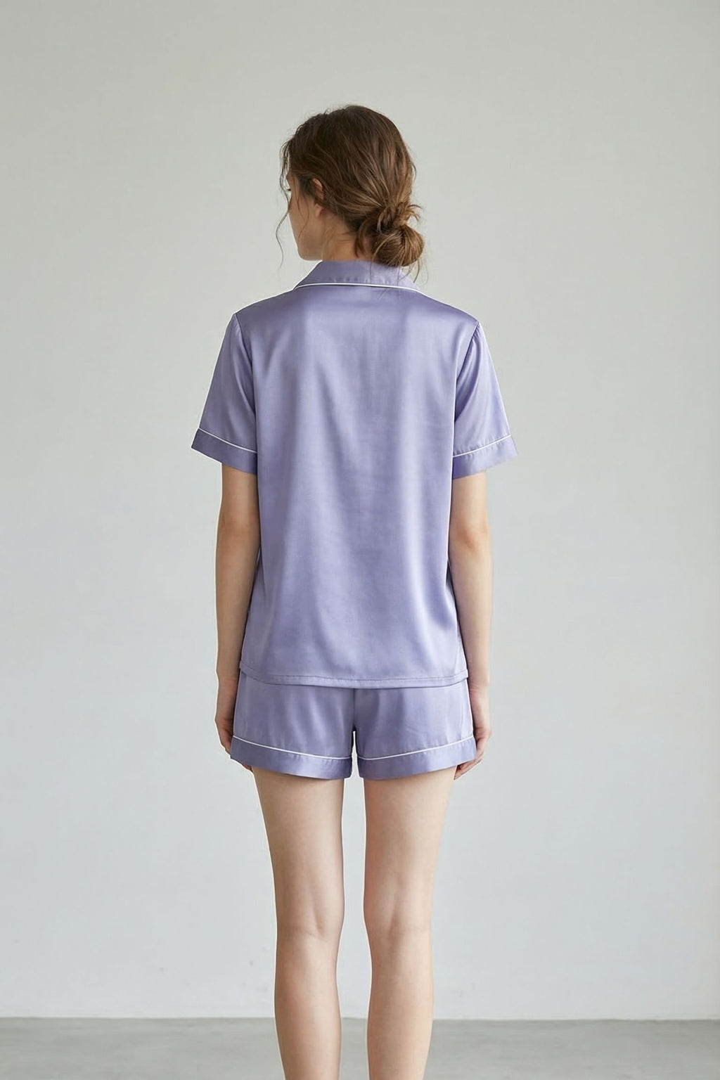 Pyjama Court en Soie de Mûrier — Ensemble Chemise Manches Courtes et Short
