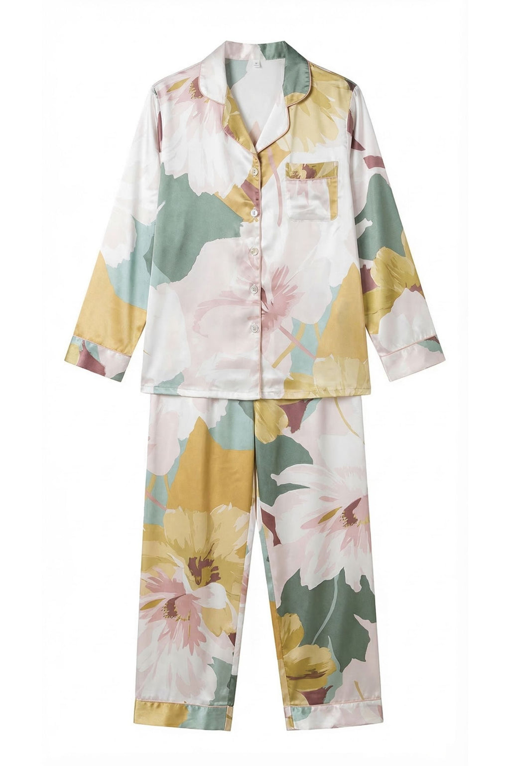 Pyjama en Soie de Mûrier avec Broderies Florales – DOUCEUR EN SOIE