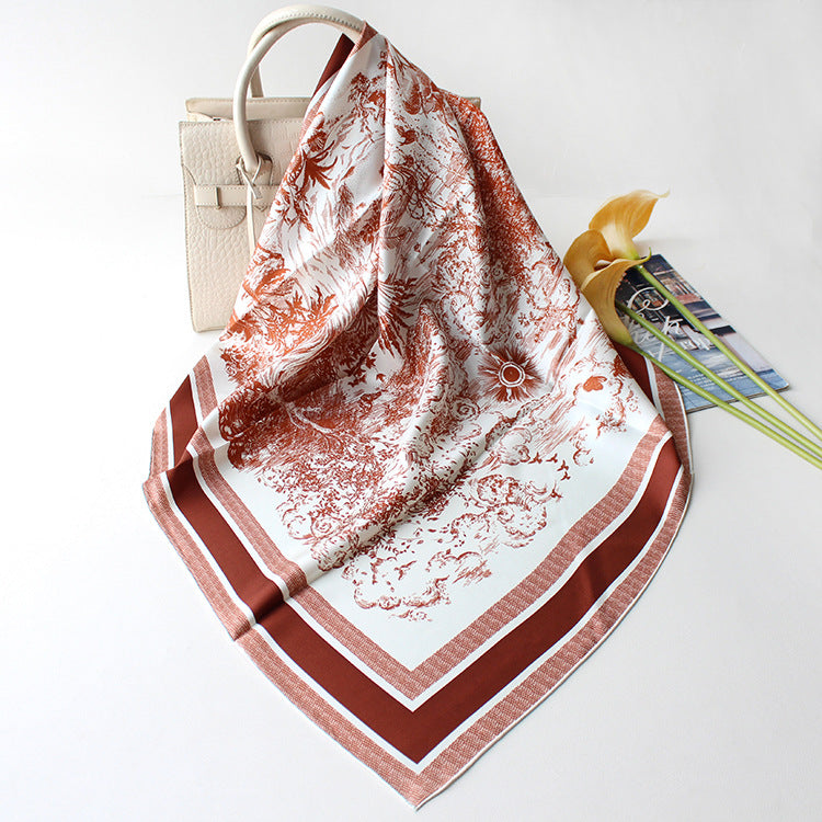 Foulard en Soie de Mûrier 88x88cm – Motif Jardin Botanique Twill