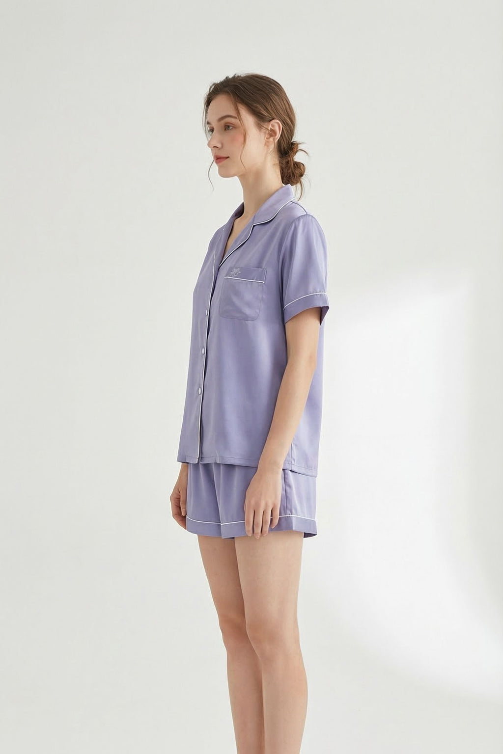 Pyjama Court en Soie de Mûrier — Ensemble Chemise Manches Courtes et Short