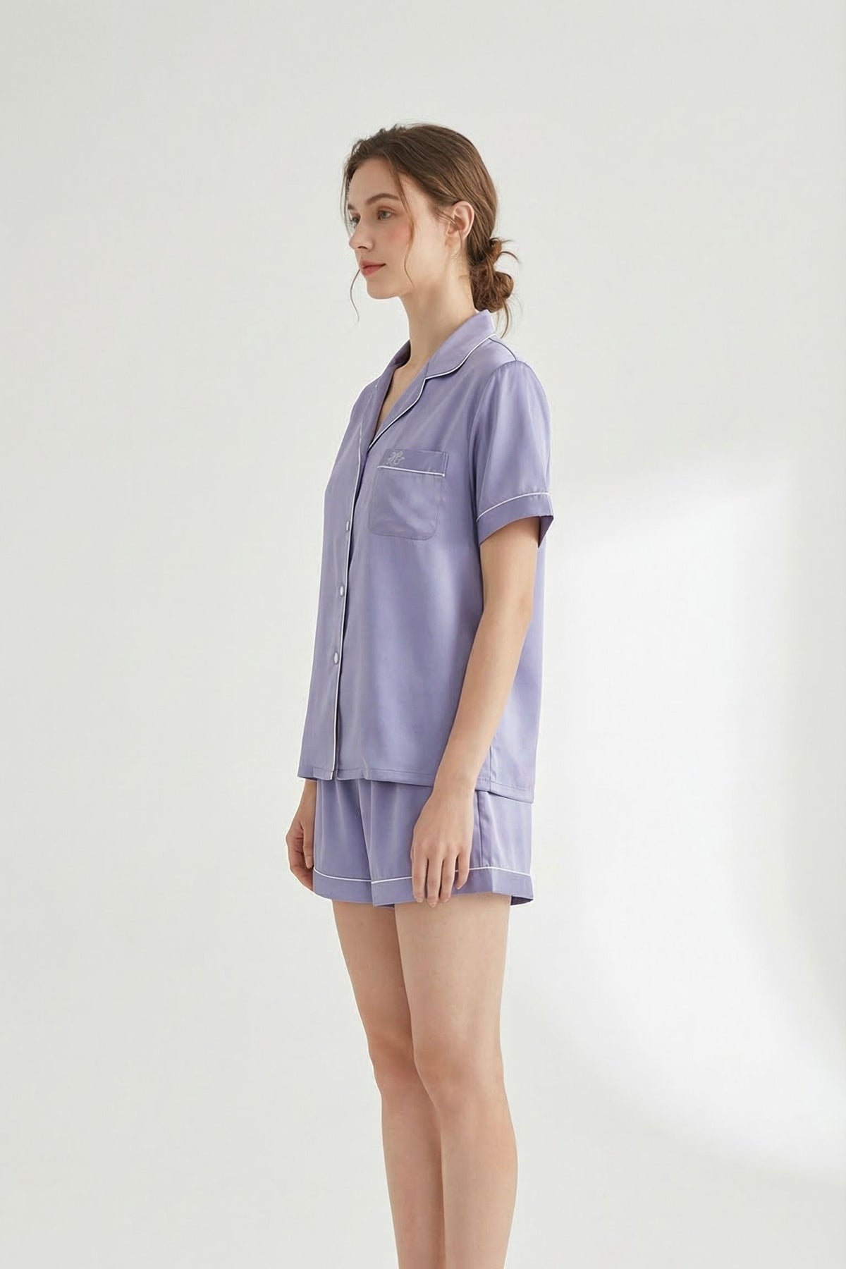 Pyjama Court en Soie de Mûrier — Ensemble Chemise Manches Courtes et Short