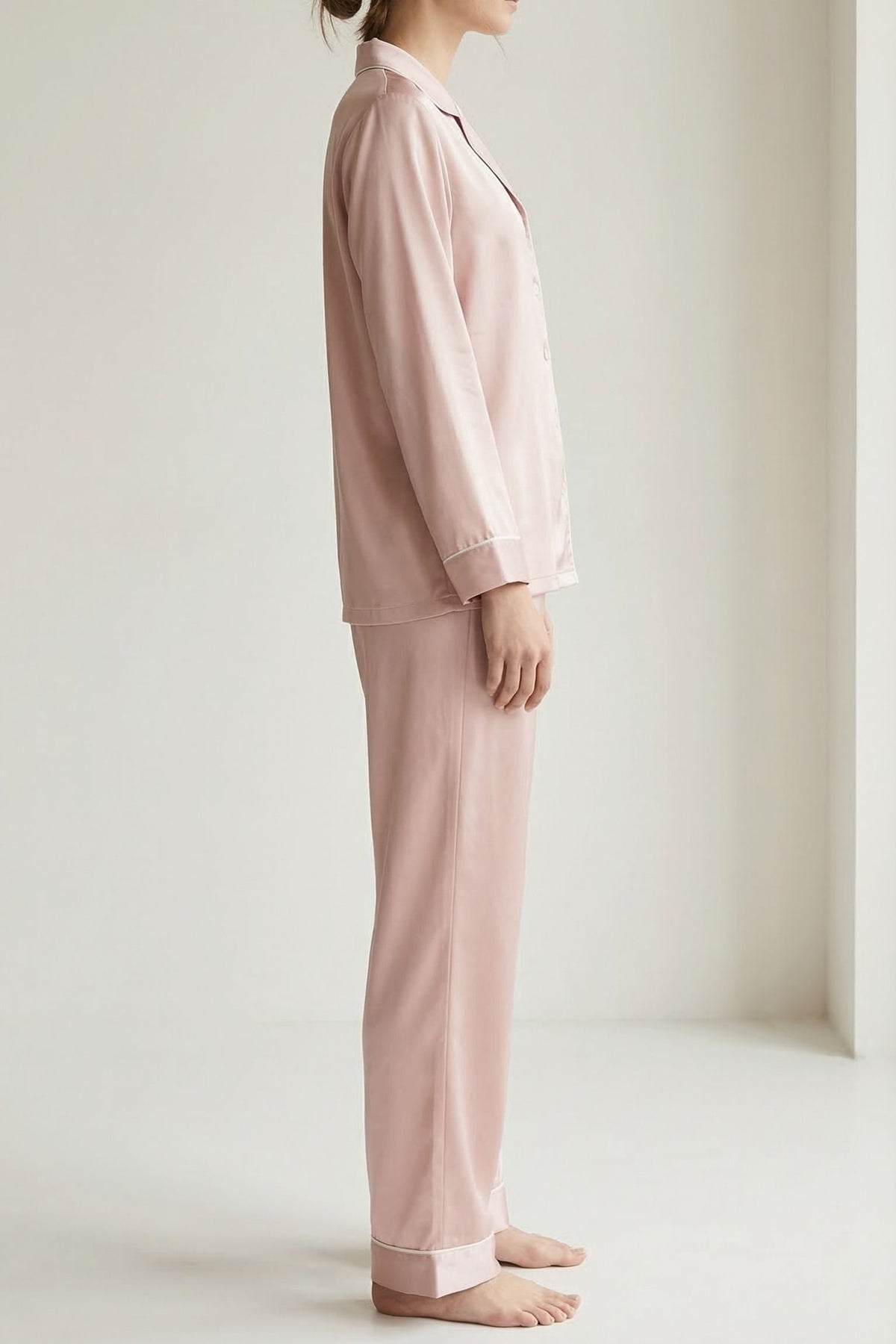 Pyjama en Soie de Mûrier Rose Coral | Ensemble de Nuit Luxe & Confort
