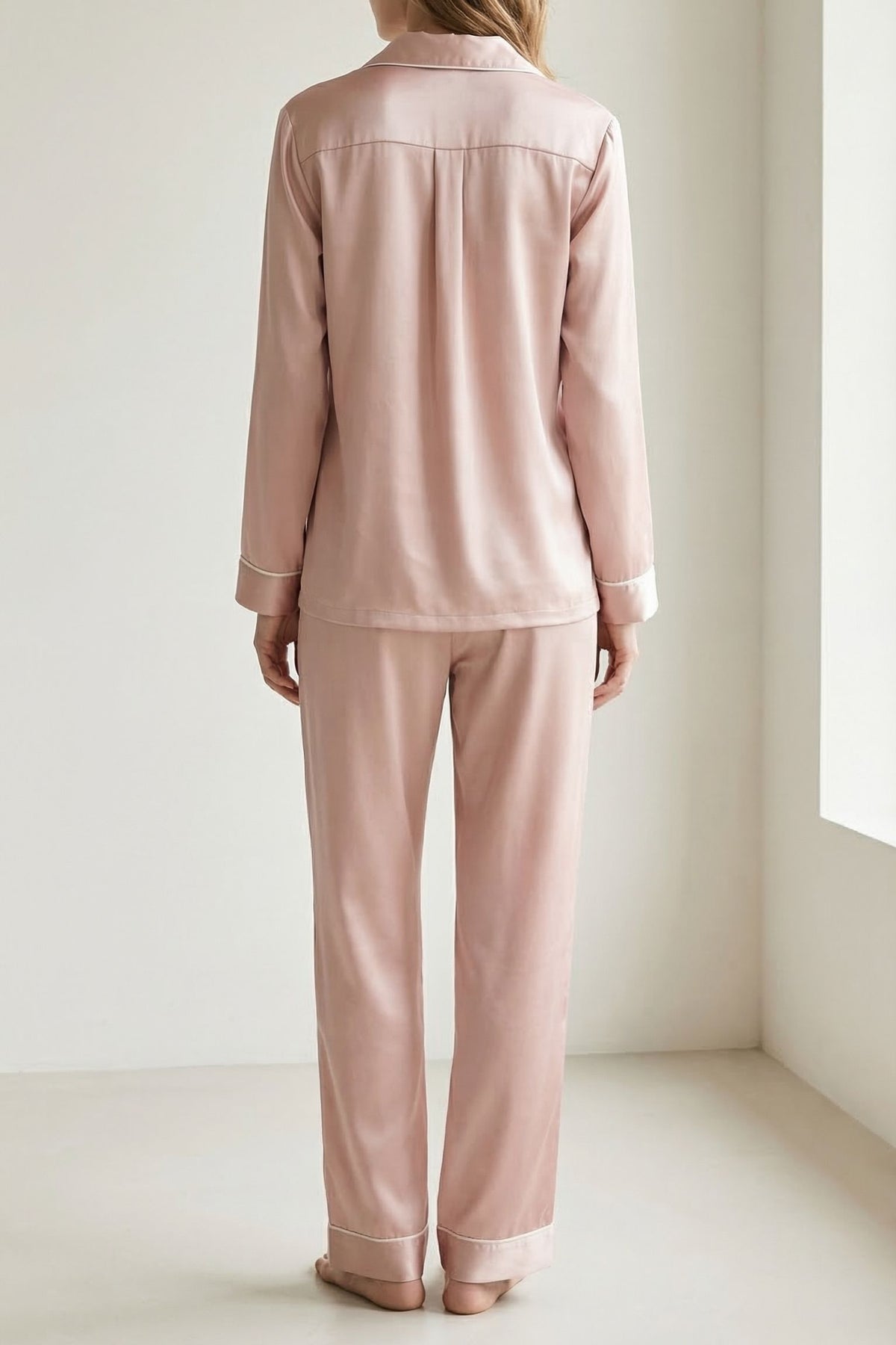 Pyjama en Soie de Mûrier Rose Coral | Ensemble de Nuit Luxe & Confort