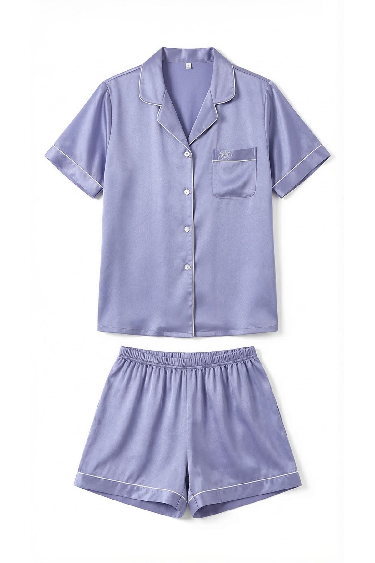 Pyjama Court en Soie de Mûrier — Ensemble Chemise Manches Courtes et Short