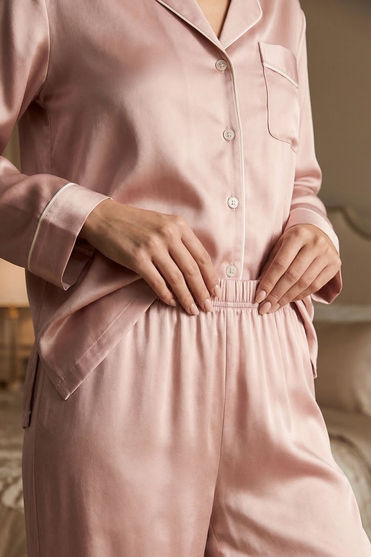 Pyjama en Soie de Mûrier Rose Coral | Ensemble de Nuit Luxe & Confort