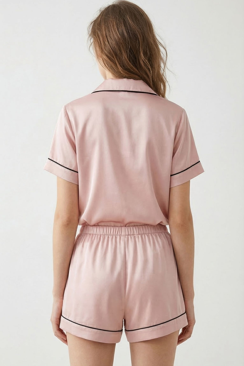 Pyjama Court en Soie de Mûrier – Ensemble Chemise et Short