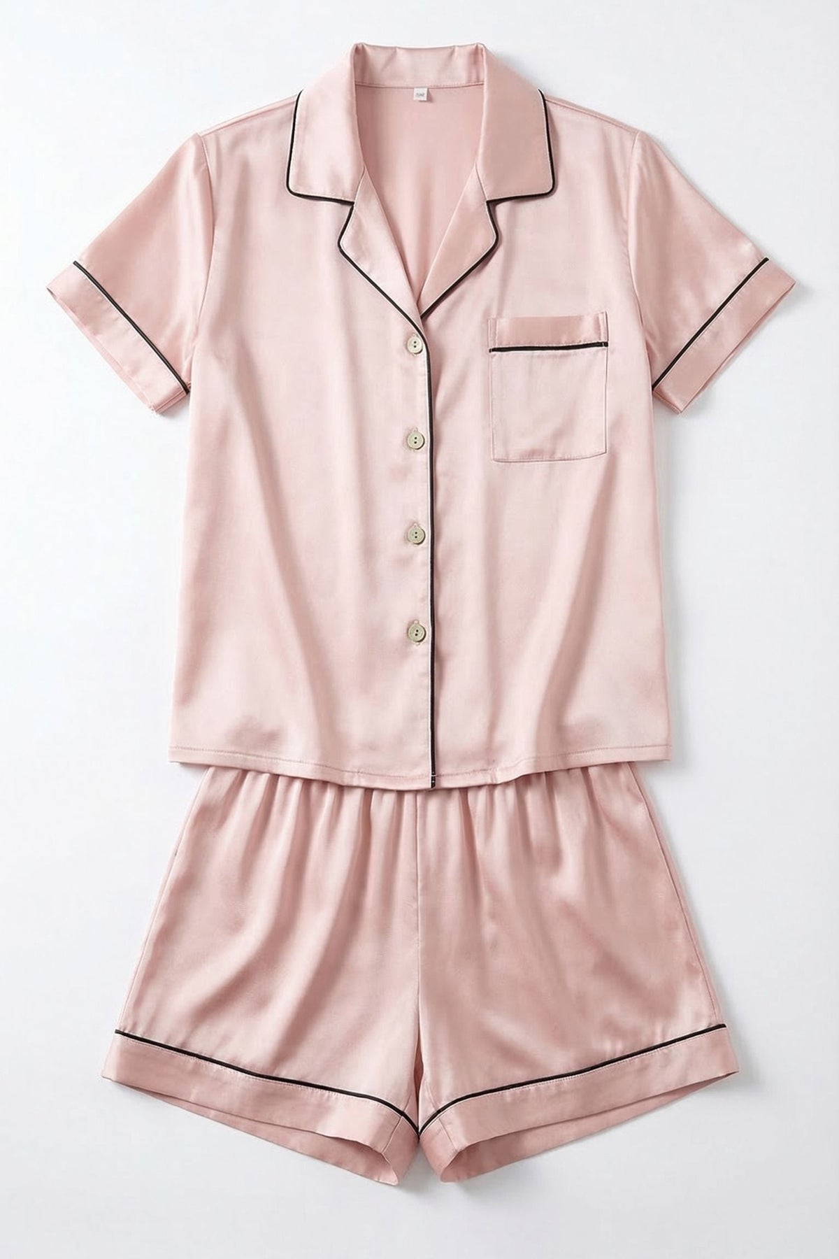 Pyjama Court en Soie de Mûrier – Ensemble Chemise et Short