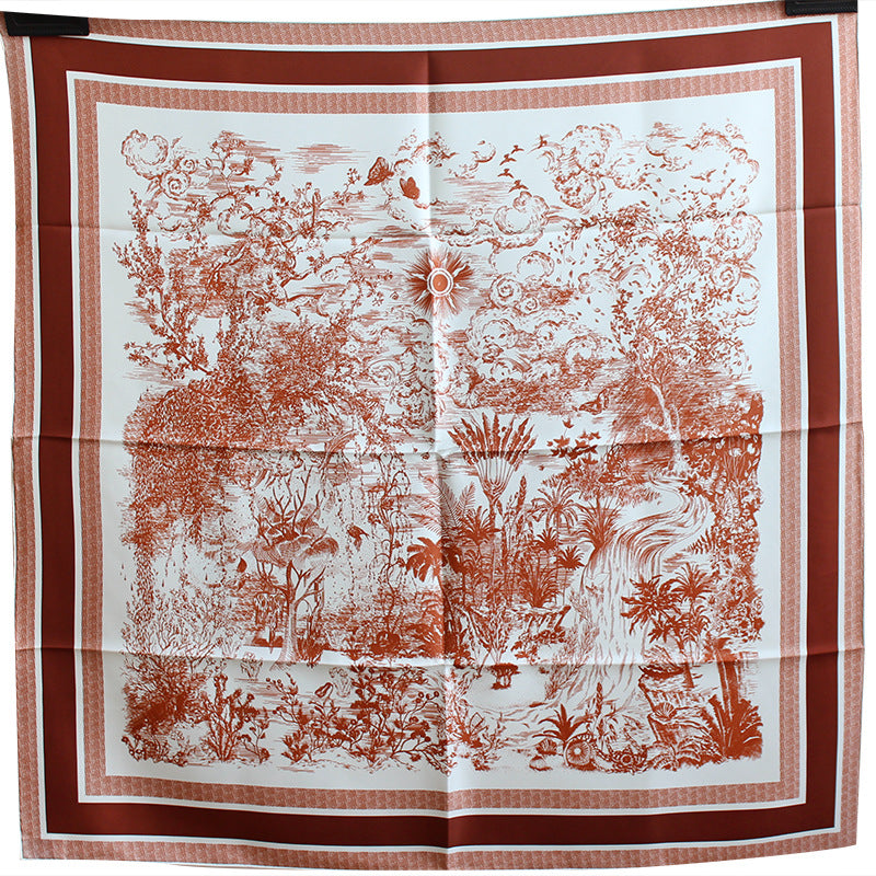 Foulard en Soie de Mûrier 88x88cm – Motif Jardin Botanique Twill