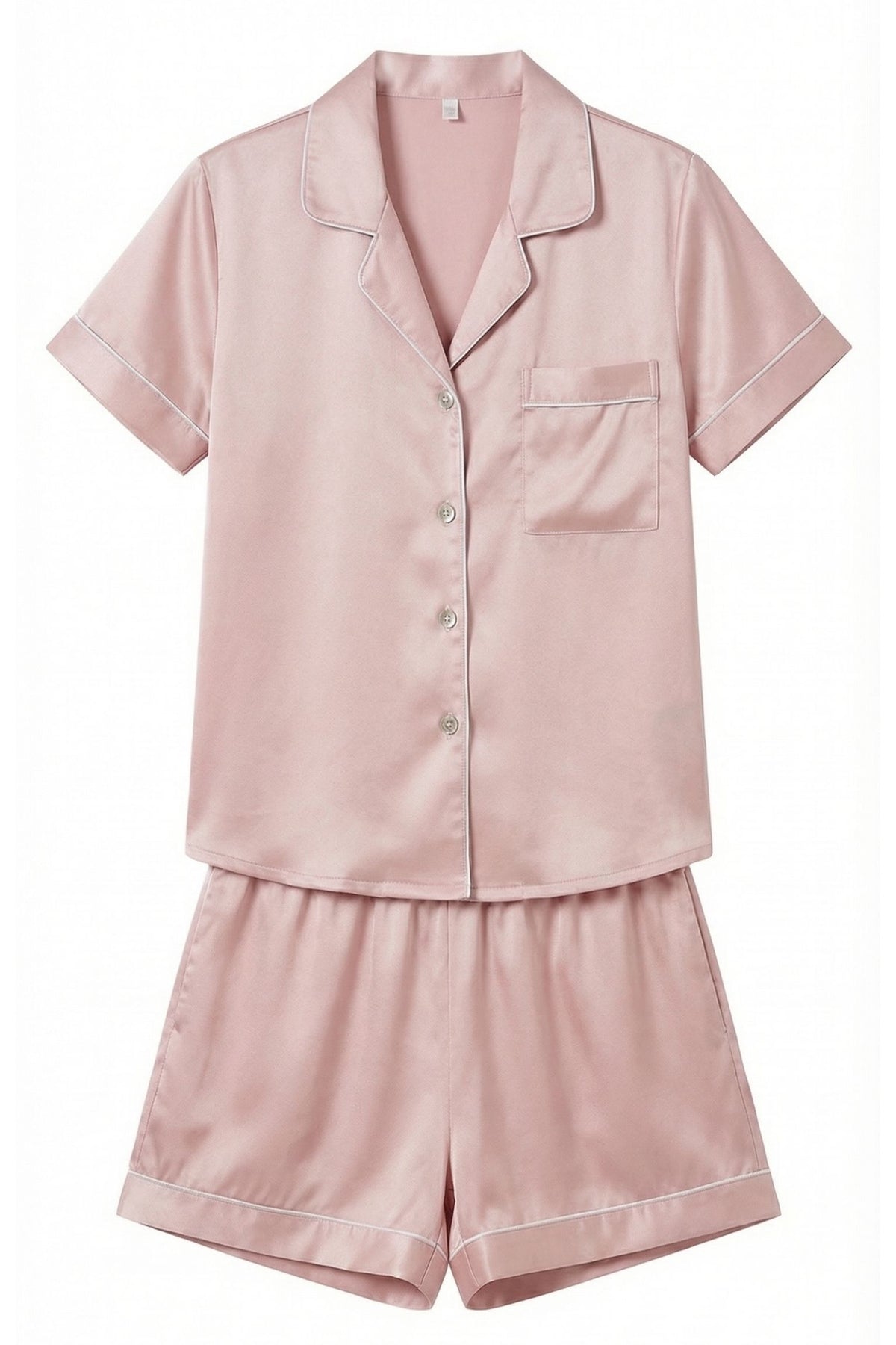Pyjama Court en Soie de Mûrier – Ensemble Chemise et Short