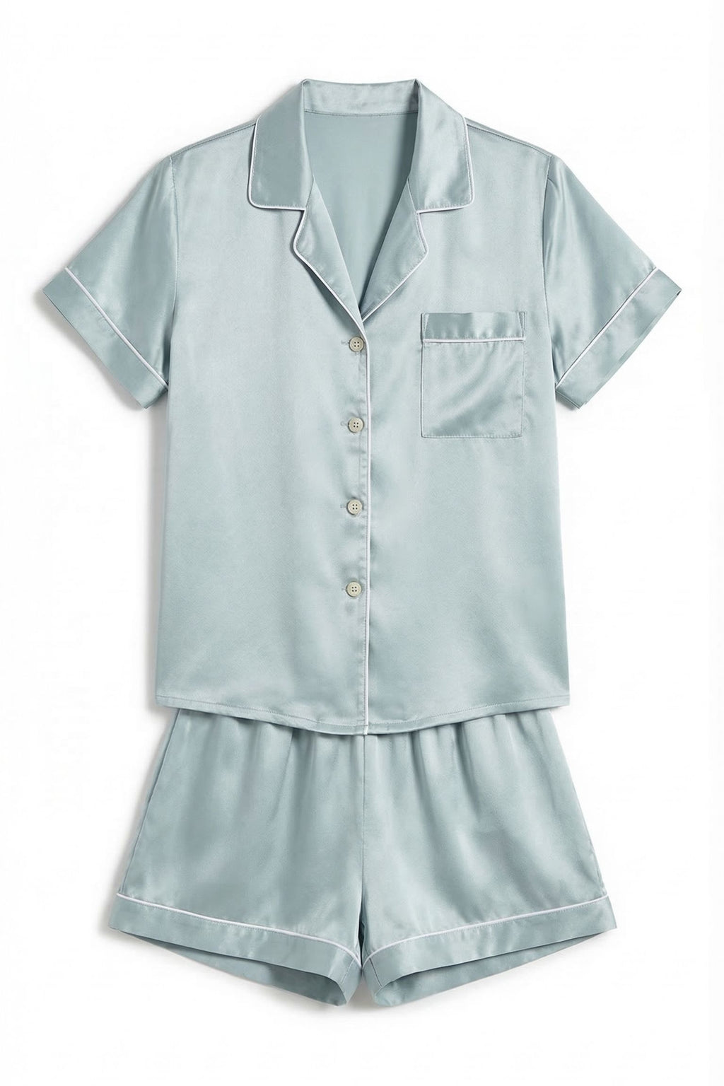 Pyjama Court en Soie de Mûrier – Ensemble Chemise et Short