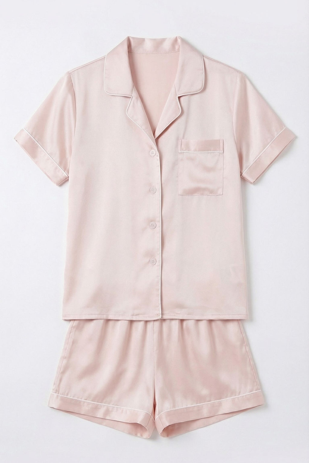 Pyjama Court en Soie de Mûrier – Ensemble Chemise et Short