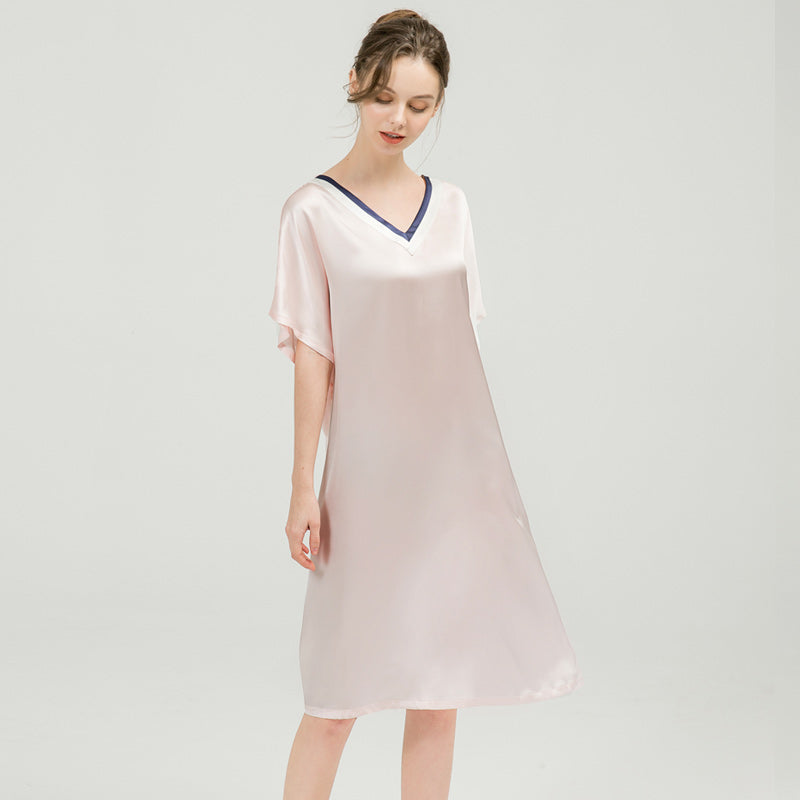 Nuisette en Soie de Mûrier avec Ceinture - Manches Kimono Col V