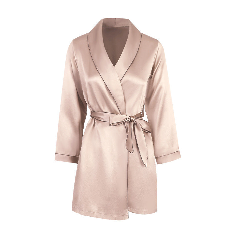 Nuisette Robe de Chambre en Soie de Mûrier avec Ceinture
