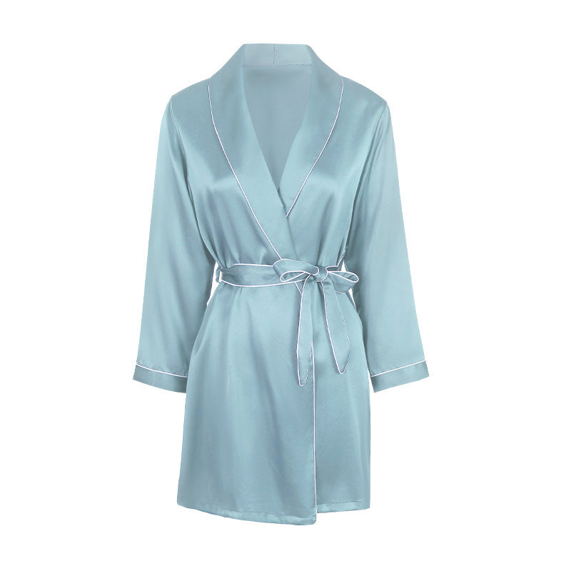 Nuisette Robe de Chambre en Soie de Mûrier avec Ceinture