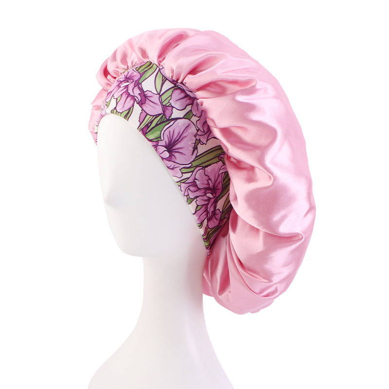Bonnet de Nuit Bohème Grande Taille – Satin Doux & Bande Imprimée