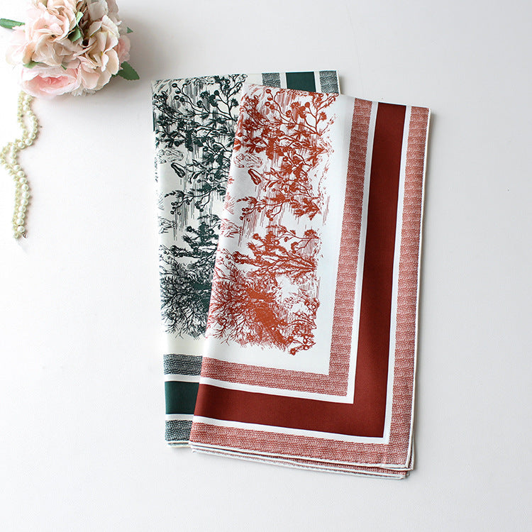Foulard en Soie de Mûrier 88x88cm – Motif Jardin Botanique Twill