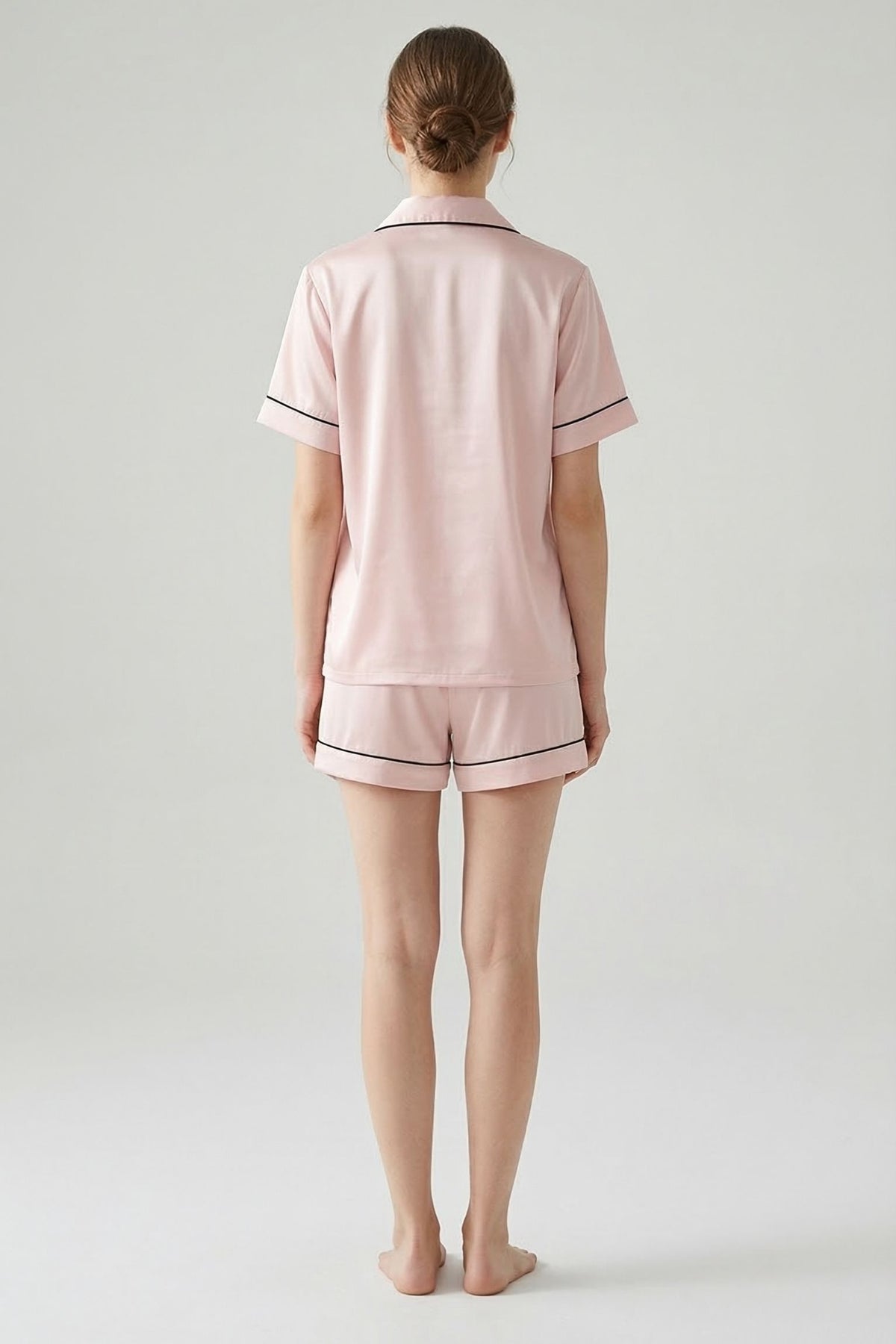 Pyjama Court en Soie de Mûrier — Ensemble Chemise Manches Courtes et Short