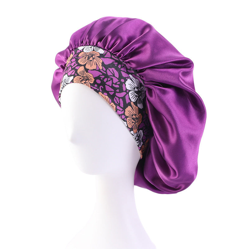 Bonnet de Nuit Bohème Grande Taille – Satin Doux & Bande Imprimée