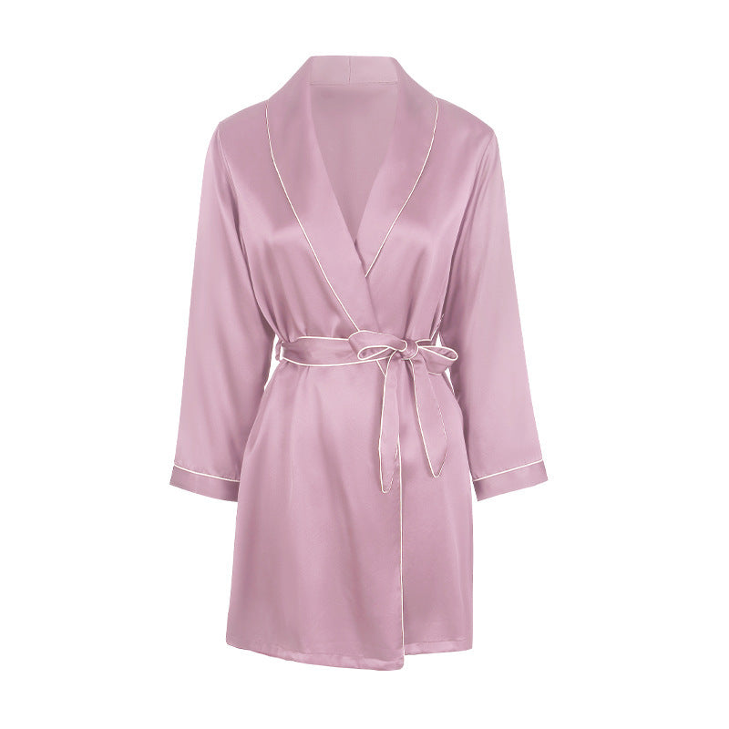 Nuisette Robe de Chambre en Soie de Mûrier avec Ceinture