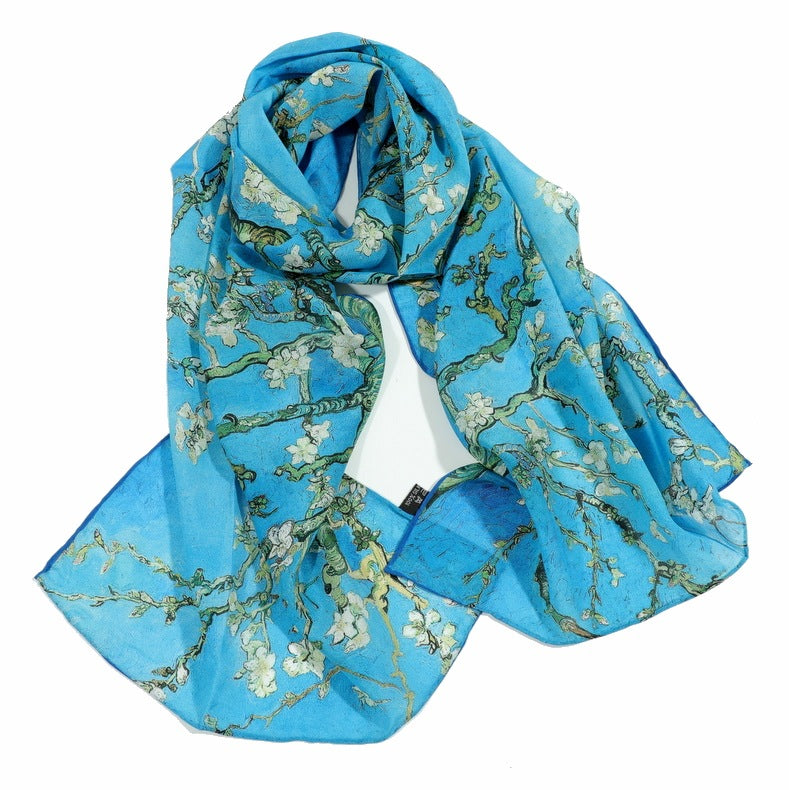 Foulard en Soie de Mûrier 100% - Motif Artistique - 165x45cm