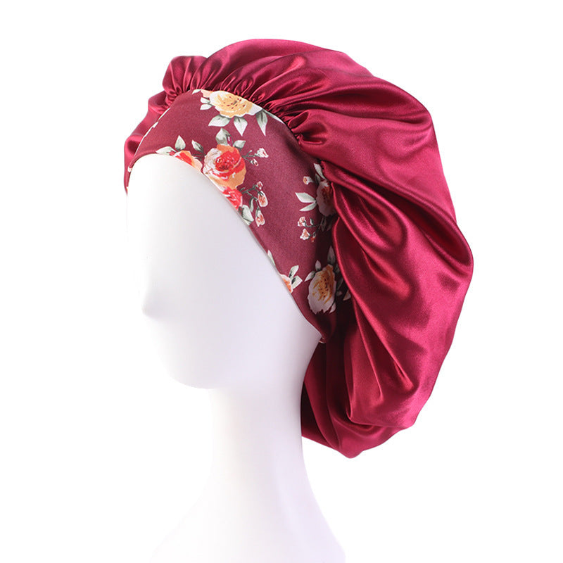 Bonnet de Nuit Bohème Grande Taille – Satin Doux & Bande Imprimée
