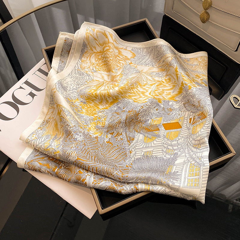 Foulard en Soie de Mûrier – Motif Floral Gravé – DOUCEUR EN SOIE