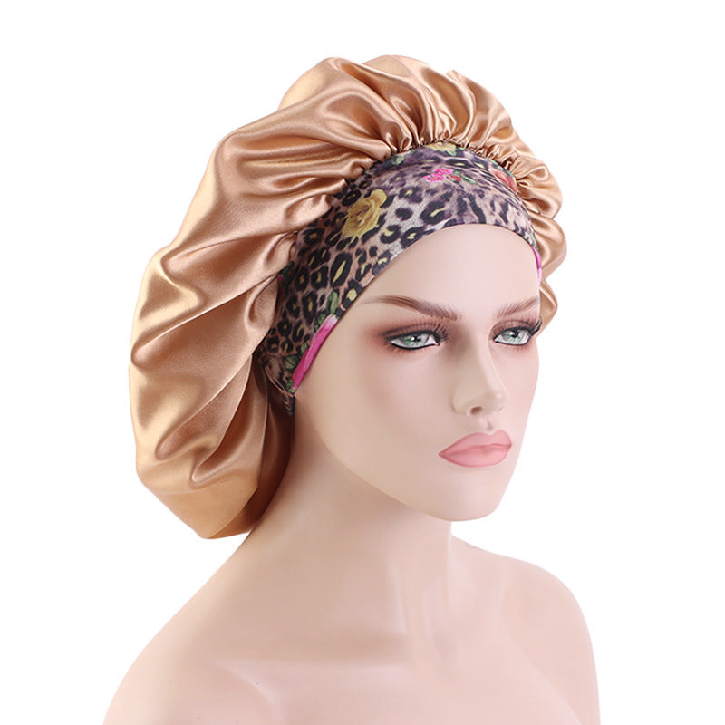 Bonnet de Nuit Bohème Grande Taille – Satin Doux & Bande Imprimée
